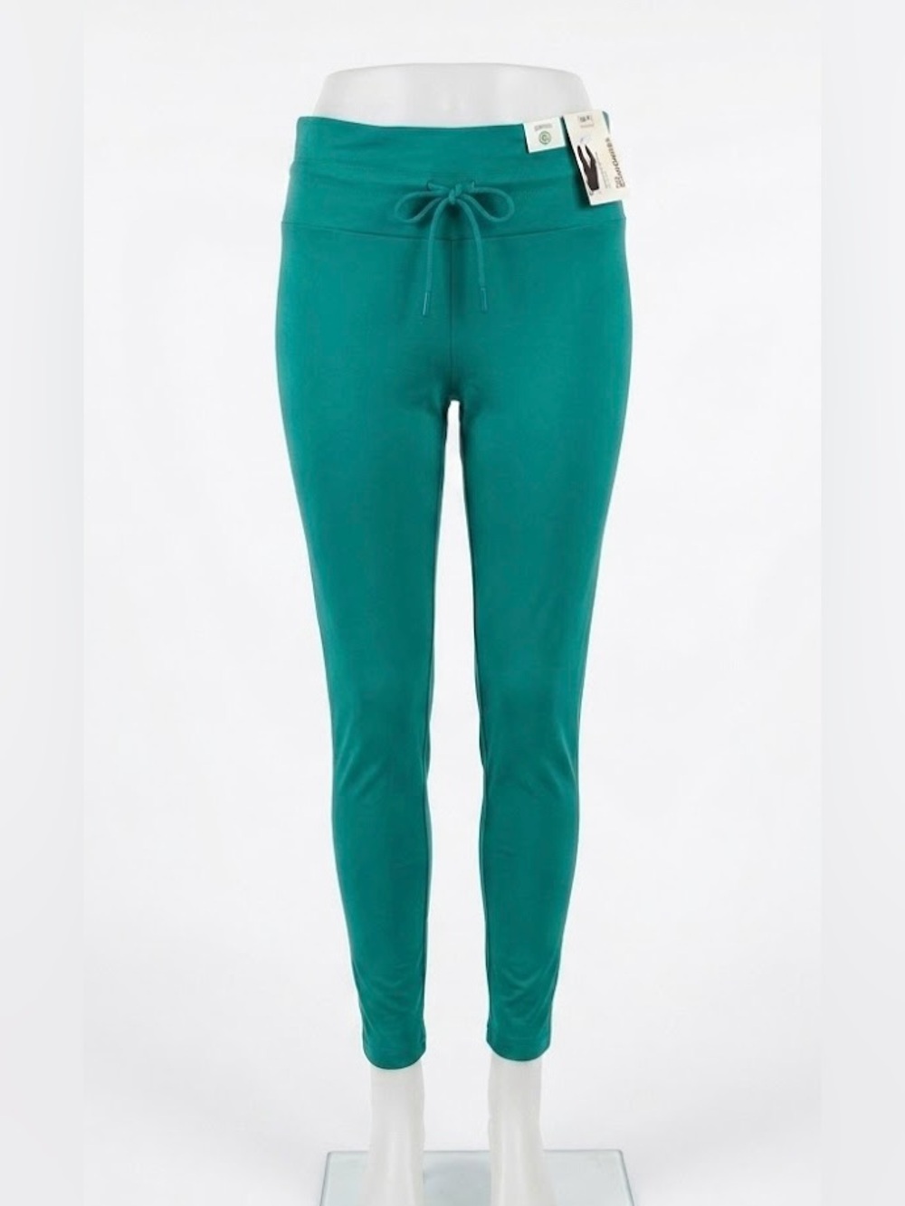 No Boundaries Activewear Gym Womens L/XL Teal Drawstring High Waist Leggings NWT